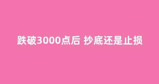 跌破3000点后 抄底还是止损(跌破3000点后抄底还是止损)_https://www.dcjwmf.com_中金所_第1张